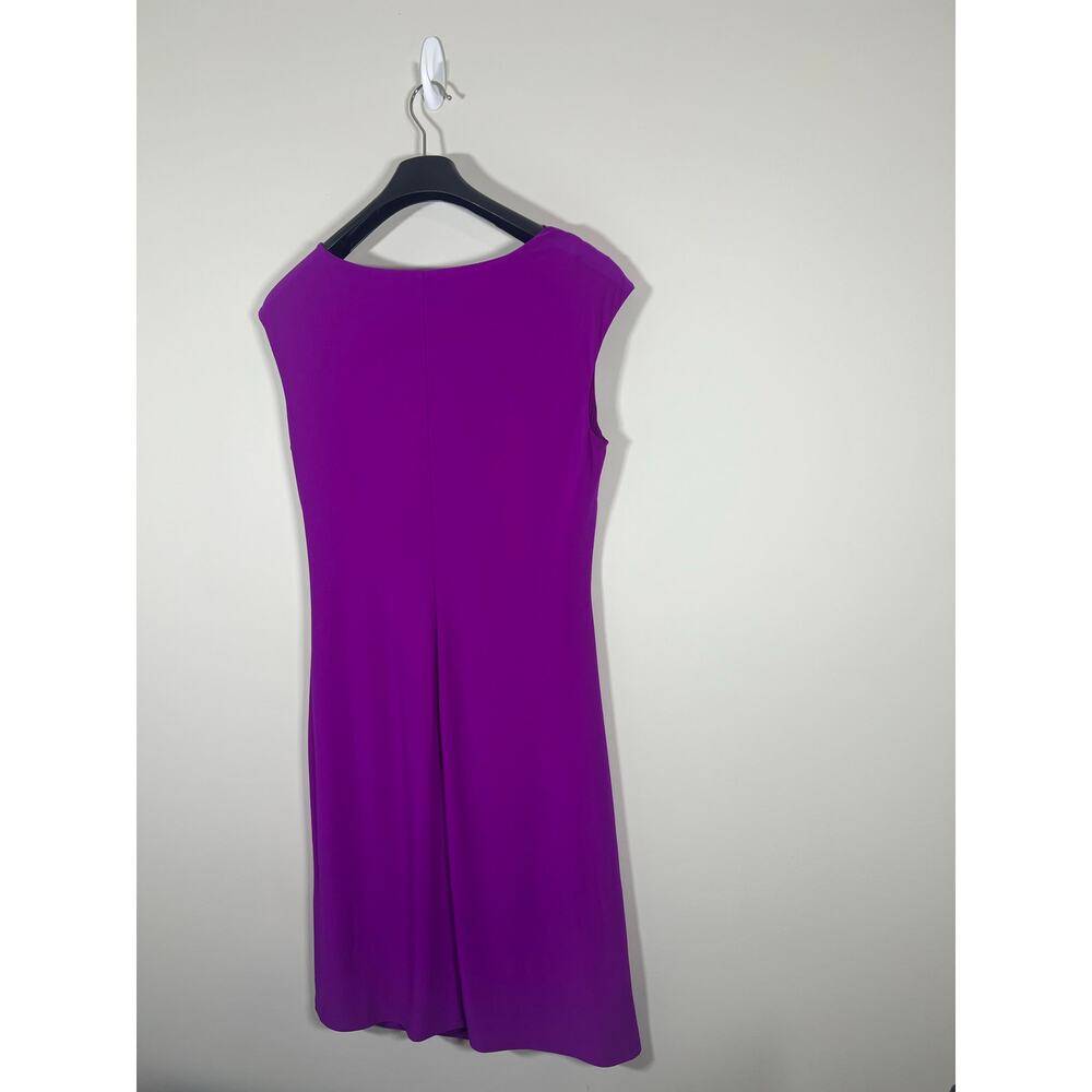 Ralph Lauren Jersey Cowl‎ Neck Dress Chic Body Skimming Waist Ruching 14 Purple - Picture 7 of 8